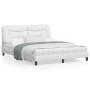 Estructura de cama con luces LED cuero PE blanco 160x200 cm de , Camas y somieres - Ref: Foro24-3213942, Precio: 263,48 €, De...