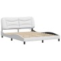 Estructura de cama con luces LED cuero PE blanco 160x200 cm de , Camas y somieres - Ref: Foro24-3213942, Precio: 263,48 €, De...