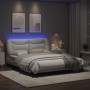 Bed frame with LED lights white PE leather 160x200 cm by , Beds and slatted bases - Ref: Foro24-3213942, Price: 263,48 €, Dis...