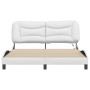 Estructura de cama con luces LED cuero PE blanco 160x200 cm de , Camas y somieres - Ref: Foro24-3213942, Precio: 263,48 €, De...