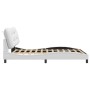 Bed frame with LED lights white PE leather 160x200 cm by , Beds and slatted bases - Ref: Foro24-3213942, Price: 263,48 €, Dis...