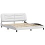 Bed frame with LED light white synthetic leather 180x200cm by , Beds and slatted bases - Ref: Foro24-3213949, Price: 270,48 €...