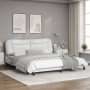 Estructura de cama con luz LED cuero sintético blanco 180x200cm de , Camas y somieres - Ref: Foro24-3213949, Precio: 270,48 €...