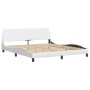 Estructura de cama con luz LED cuero sintético blanco 180x200cm de , Camas y somieres - Ref: Foro24-3213949, Precio: 270,48 €...