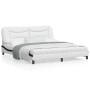 Bed frame with LED light PE leather white black 180x200 cm by , Beds and slatted bases - Ref: Foro24-3213954, Price: 269,85 €...