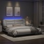 Bed frame with LED light PE leather white black 180x200 cm by , Beds and slatted bases - Ref: Foro24-3213954, Price: 269,85 €...