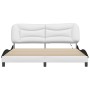 Bed frame with LED light PE leather white black 180x200 cm by , Beds and slatted bases - Ref: Foro24-3213954, Price: 269,85 €...