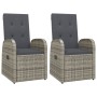 Reclining garden armchairs with cushions 2 pcs gray PE rattan by , Garden chairs - Ref: Foro24-319539, Price: 254,34 €, Disco...