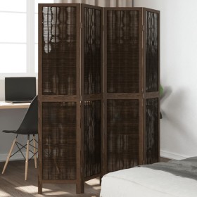 Dark brown paulownia wood 4-panel dividing screen by , Room dividers - Ref: Foro24-358658, Price: 88,99 €, Discount: %