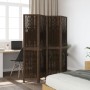 Dark brown paulownia wood 4-panel dividing screen by , Room dividers - Ref: Foro24-358658, Price: 89,43 €, Discount: %