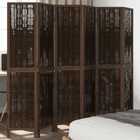 Dark brown paulownia wood 6-panel separator screen by , Room dividers - Ref: Foro24-358666, Price: 130,40 €, Discount: %