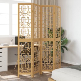 4-panel partition screen solid paulownia wood brown by , Room dividers - Ref: Foro24-358867, Price: 90,99 €, Discount: %