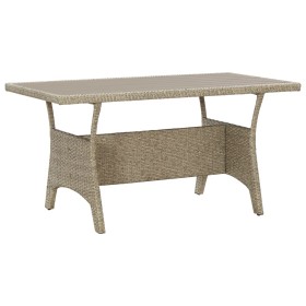 Mesa de jardín de ratán sintético gris 130x70x66 cm de vidaXL, Mesas de jardín - Ref: Foro24-46143, Precio: 174,99 €, Descuen...