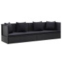 Gartensofa mit schwarzen synthetischen Rattankissen und Kissen von vidaXL, Liegen - Ref: Foro24-46087, Preis: 315,99 €, Rabat...