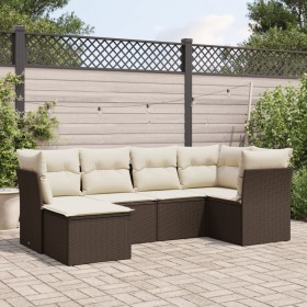 6-teiliges Gartensofa-Set und braune synthetische Rattankissen von , Gartensets - Ref: Foro24-3217953, Preis: 400,64 €, Rabat...