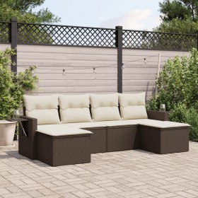 6-teiliges Gartensofa-Set und braune synthetische Rattankissen von , Gartensets - Ref: Foro24-3220522, Preis: 372,99 €, Rabat...