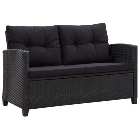 2-Sitzer-Gartensofa mit schwarzen synthetischen Rattankissen 124 cm von vidaXL, Outdoor-Sofas - Ref: Foro24-46155, Preis: 249...