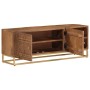 TV cabinet solid mango wood and iron 110x30x40 cm by , CD and DVD storage - Ref: Foro24-371996, Price: 220,58 €, Discount: %