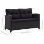 2-seater garden sofa with black synthetic rattan cushions 124 cm by vidaXL, Outdoor sofas - Ref: Foro24-46155, Price: 249,89 ...