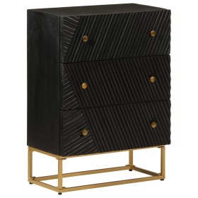 Chest of drawers solid mango wood and black iron 55x30x76 cm by , Lockers and storage cabinets - Ref: Foro24-372025, Price: 2...