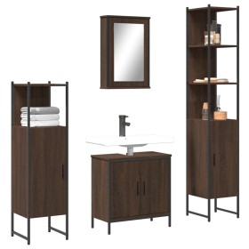 4-piece bathroom furniture set in brown oak plywood by , Bathroom furniture - Ref: Foro24-3214834, Price: 231,99 €, Discount: %