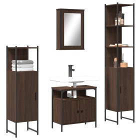 4-piece bathroom furniture set in brown oak plywood by , Bathroom furniture - Ref: Foro24-3214829, Price: 225,14 €, Discount: %