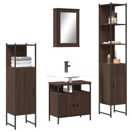 Set de muebles baño 4 pzas madera contrachapada roble marrón de , Muebles de baño - Ref: Foro24-3214829, Precio: 229,94 €, De...