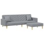 Sofá cama de 2 plazas con almohadas y taburete tela gris claro de , Sofás - Ref: Foro24-3216258, Precio: 316,71 €, Descuento: %