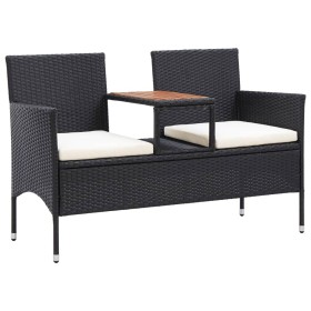 2-seater garden bench and black synthetic rattan table 143 cm by vidaXL, garden benches - Ref: Foro24-46146, Price: 160,99 €,...