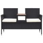 2-seater garden bench and black synthetic rattan table 143 cm by vidaXL, garden benches - Ref: Foro24-46146, Price: 168,32 €,...