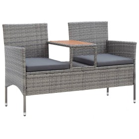 Garden bench 2 seats with gray synthetic rattan table 143 cm by vidaXL, garden benches - Ref: Foro24-46147, Price: 160,99 €, ...