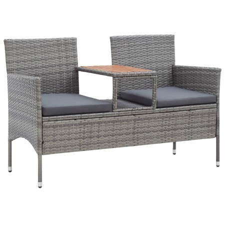 2-Sitzer Gartenbank mit synthetischem Rattan Tisch grau 143 cm von vidaXL, Gartenbänke - Ref: Foro24-46147, Preis: 161,99 €, ...