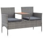 Garden bench 2 seats with gray synthetic rattan table 143 cm by vidaXL, garden benches - Ref: Foro24-46147, Price: 161,99 €, ...