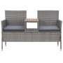 Garden bench 2 seats with gray synthetic rattan table 143 cm by vidaXL, garden benches - Ref: Foro24-46147, Price: 160,99 €, ...