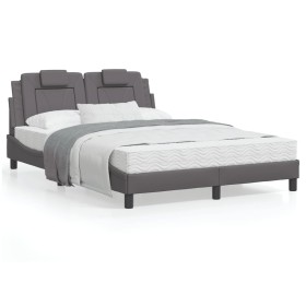 Bed with gray synthetic leather mattress 120x200 cm by , Beds and slatted bases - Ref: Foro24-3208785, Price: 381,03 €, Disco...