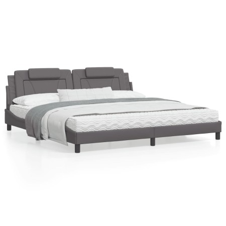 Bed with gray synthetic leather mattress 200x200 cm by , Beds and slatted bases - Ref: Foro24-3208820, Price: 476,51 €, Disco...