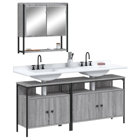 Set de muebles de baño 3 pzas madera contrachapada gris sonoma de , Muebles de baño - Ref: Foro24-3214668, Precio: 168,21 €, ...