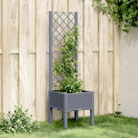 Planter with gray PP trellis 40x40x142 cm by , Pots and planters - Ref: Foro24-367916, Price: 42,99 €, Discount: %