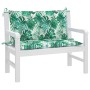 Garden bench cushions 2 pcs fabric leaf print 100x50x7 cm by , Cushions for chairs and sofas - Ref: Foro24-379035, Price: 48,...