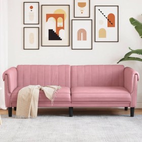 Pink velvet 3-seater sofa by , Sofas - Ref: Foro24-372588, Price: 281,99 €, Discount: %