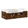 Tumbona con cajones madera ingeniería roble ahumado 100x200 cm de , Camas y somieres - Ref: Foro24-3280241, Precio: 197,99 €,...