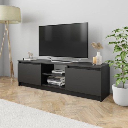 Black chipboard TV cabinet 120x30x35.5 cm
