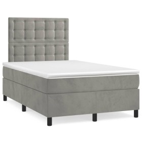 Cama box spring con colchón terciopelo gris claro 120x190 cm de , Camas y somieres - Ref: Foro24-3270019, Precio: 434,99 €, D...