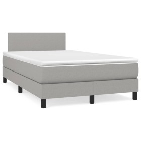 Box spring bed with mattress and LED light gray fabric 120x190 cm by , Beds and slatted bases - Ref: Foro24-3270025, Price: 3...