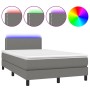 Cama box spring con colchón y LED tela marrón oscuro 120x190 cm de , Camas y somieres - Ref: Foro24-3270033, Precio: 377,05 €...