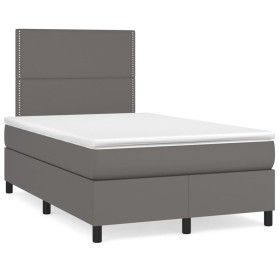 Box spring bed with LED mattress gray synthetic leather 120x190 cm by , Beds and slatted bases - Ref: Foro24-3270291, Price: ...