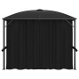 Gazebo with anthracite gray curtains 300x300x265 cm