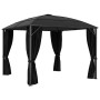 Gazebo with anthracite gray curtains 300x300x265 cm