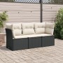 Gartensofa-Set mit Kissen, 3-teilig, schwarzes synthetisches Rattan von , Gartensets - Ref: Foro24-3249045, Preis: 197,12 €, ...