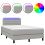 Cama box spring con colchón y LED tela gris claro 120x190 cm de , Camas y somieres - Ref: Foro24-3270046, Precio: 385,08 €, D...